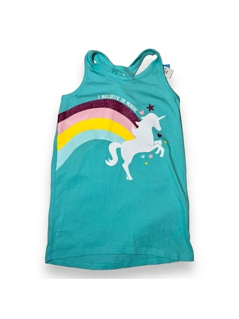 The Children’s Place Girl’s Twist Back Unicorn Tank Blue Size Large 10/12